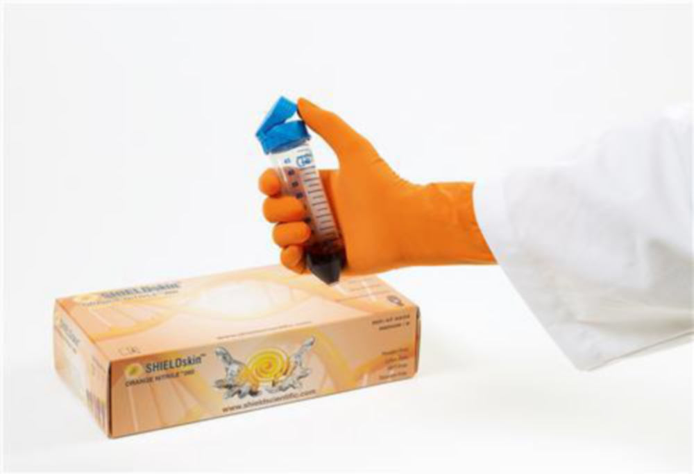 Handschoenen, Nitril, maat XS, 260 mm, SHIELDskin ORANGE NitrilE 260, poedervrij, oranje