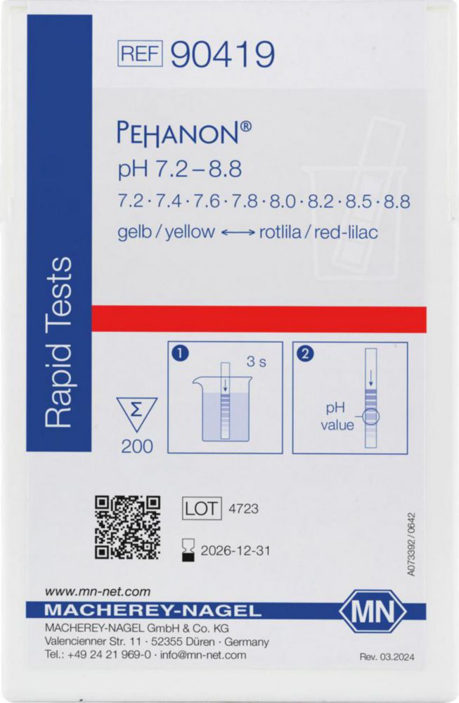 pH indicatorstrips pH 7,2-8,8  Pehanon