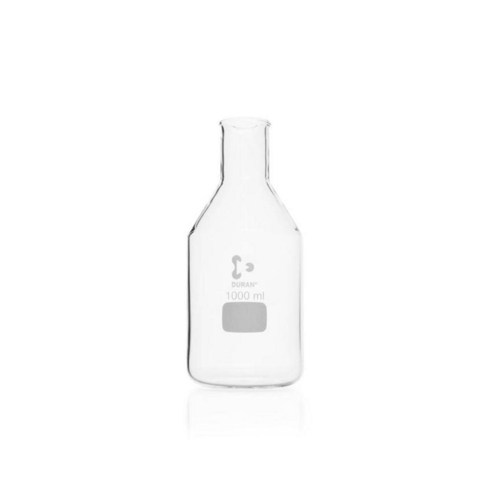 Fles 1000ml, Voedingsbodemfles, BORO 3.3, Rechte hals, Helder, zonder dop