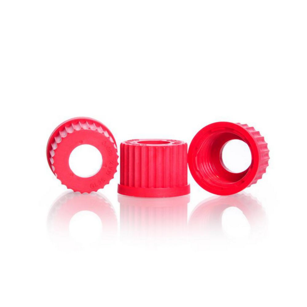 Schroefdop PBT, GL25 met  boring Ø 15 mm, rood