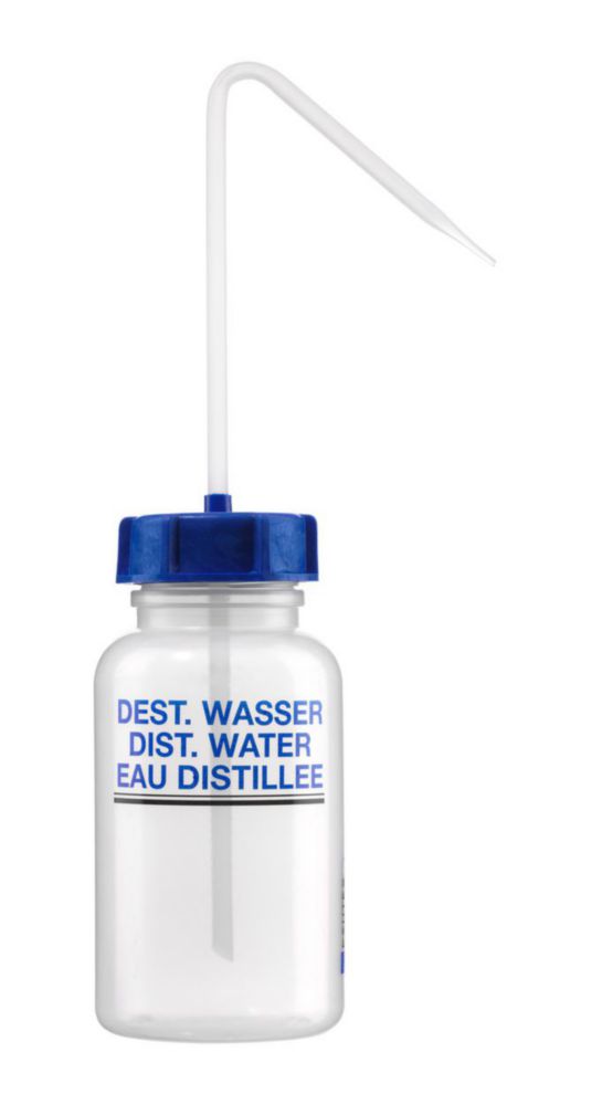 Spuitfles 500 ml, LDPE, WM, Dist. Water, blauwe dop