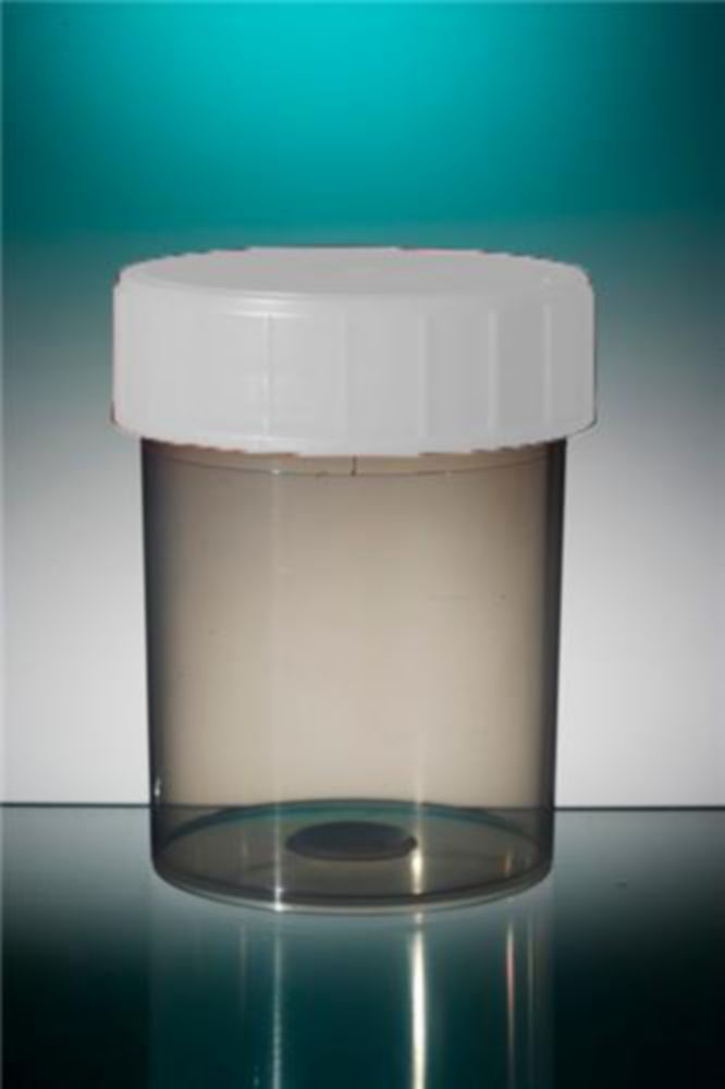 Pot 125 ml, PP, met witte schroefdop, bestraald