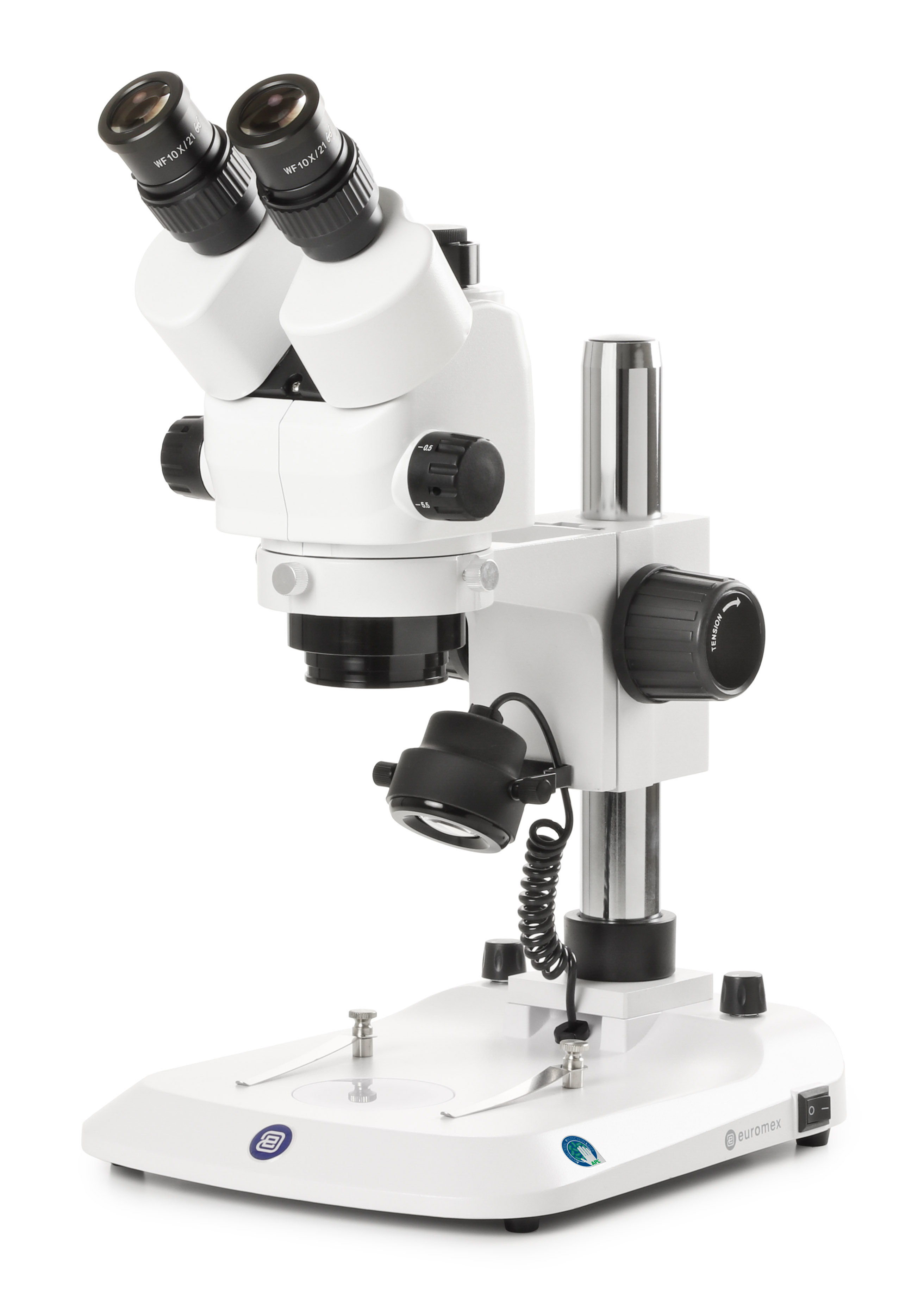 Microscoop StereuBlue EVO, trinoculair, stereozoom, vergroting 5 tot 55x