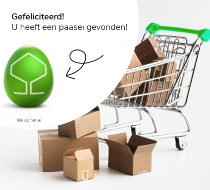 groene ei, karton ei, winkelwagen, kartonnen dozen, ei met symbool