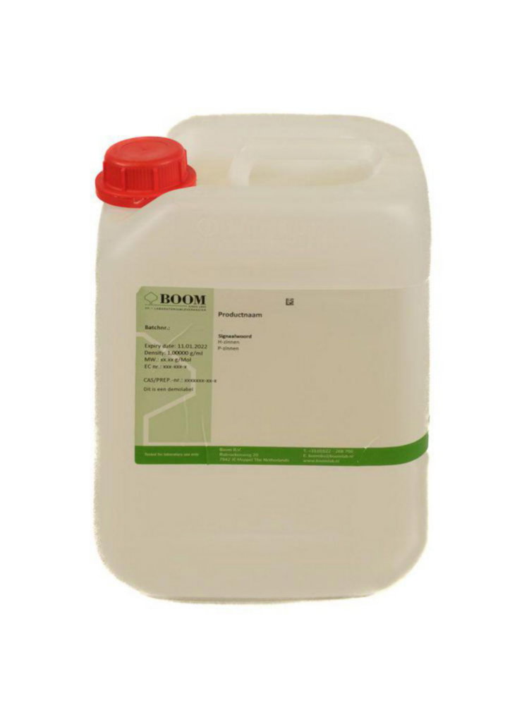 kunststof vat, chemische fles, rode dop, wit fles, groene etiket
