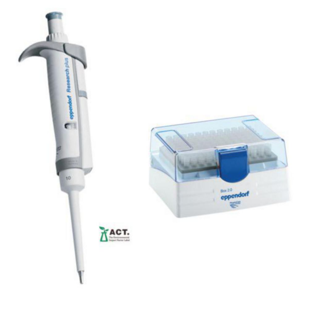 Pipet Research Plus 1-kan, GLP 0,5 - 10 µl, grijs incl. tips