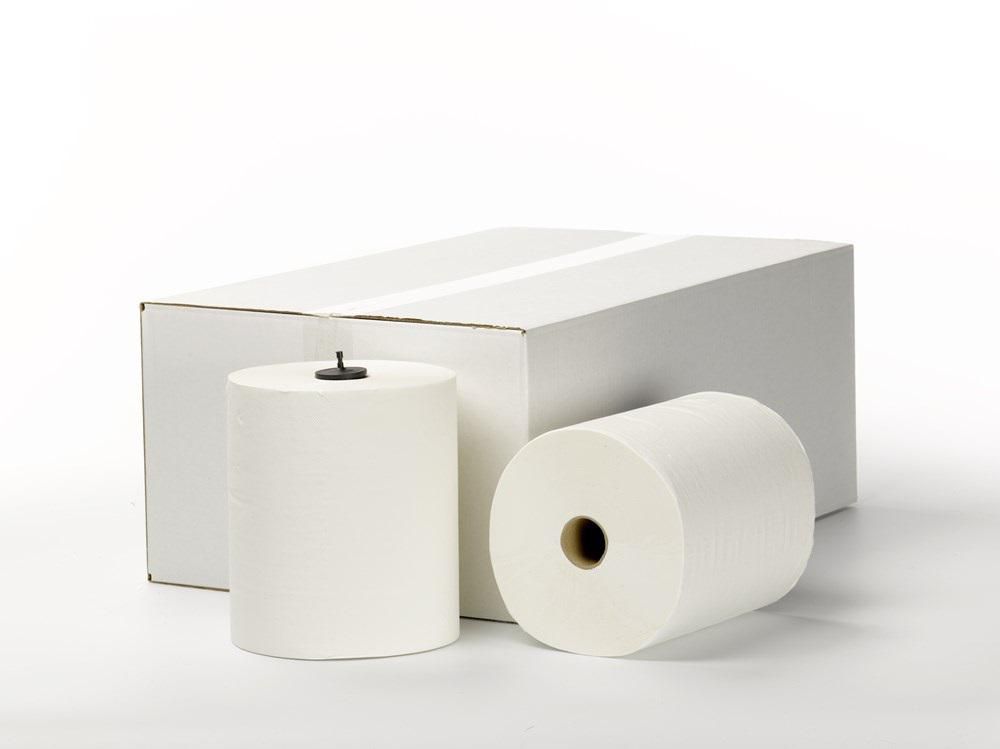 Handdoekenrol 2-laags wit, 21cm x 150m