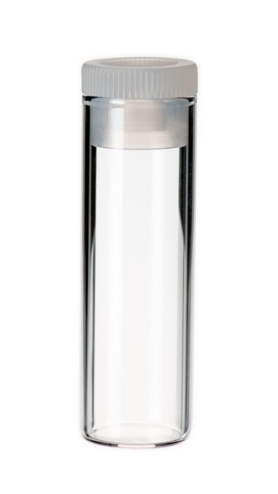 Vials 4 ml, glas, 44,6x14,65mm helder, Shell-vial N15+PE-stop
