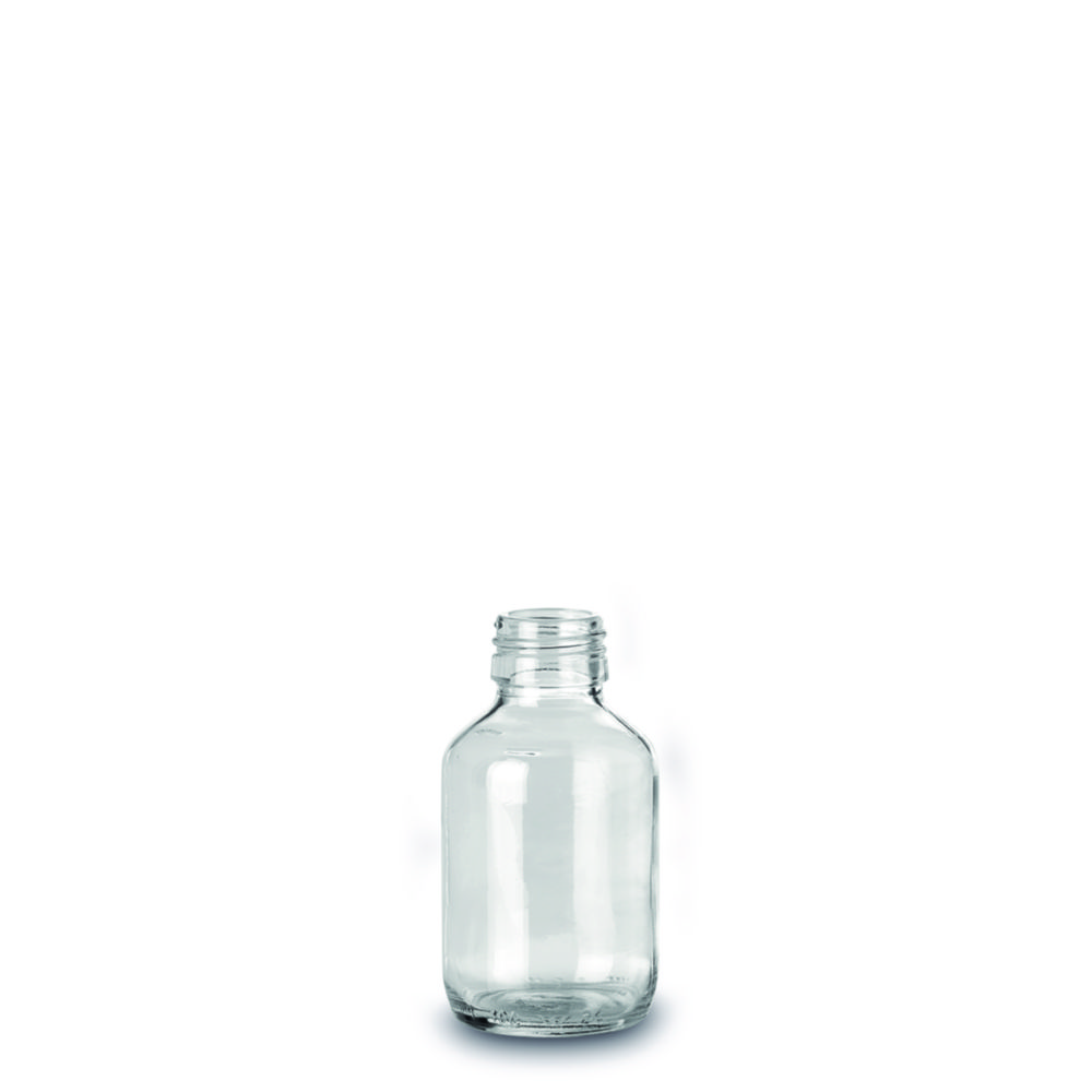 Fles 100 ml, helder glas, NM, DIN28, hoge schouder, zonder dop