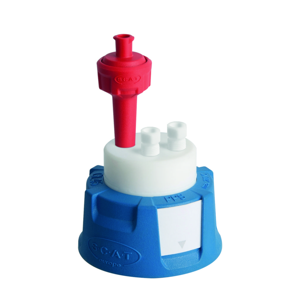 SafetyCap II, V2.0, GL45, preparative, 2x PTFE-fitting 4,76mm OD+luchtventiel