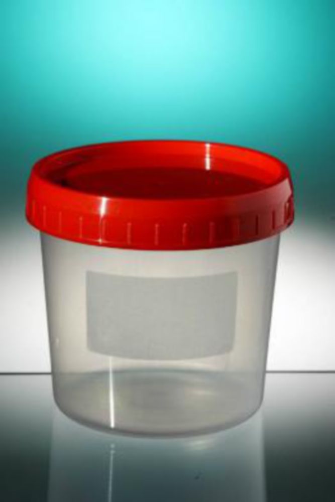 Pot 200 ml, PP, kegelvormig, met rode schroefdop