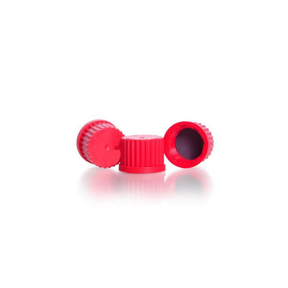 Schroefdop PBT GL25 met inlage  rood, PTFE dichting