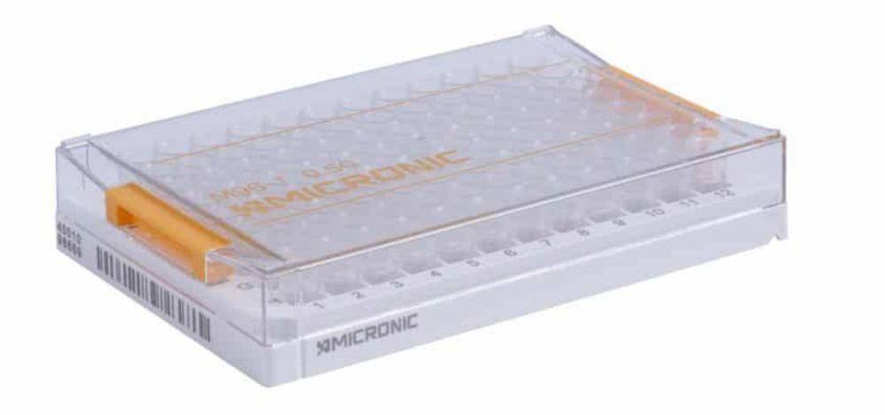 0.50ml Alphanumeric coded Screw Cap tubes V-bottom in Micronic 96-1 Rack. with low cover