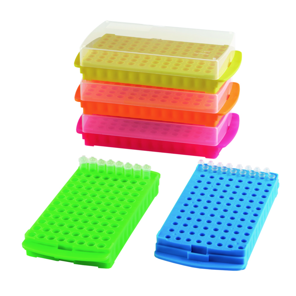 Buizenrek 96-well, PP helder  2-zijdig, 0,5 of 1,5/2,0 ml