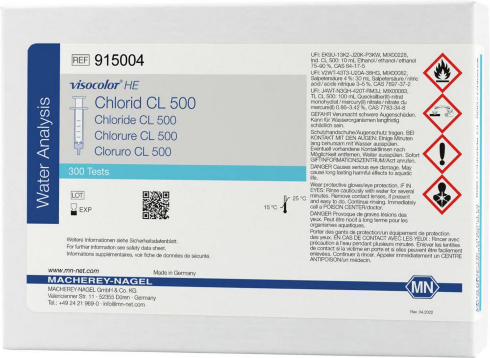 Visocolor HE Chloor CL 500  5 - 500 mg/l CL