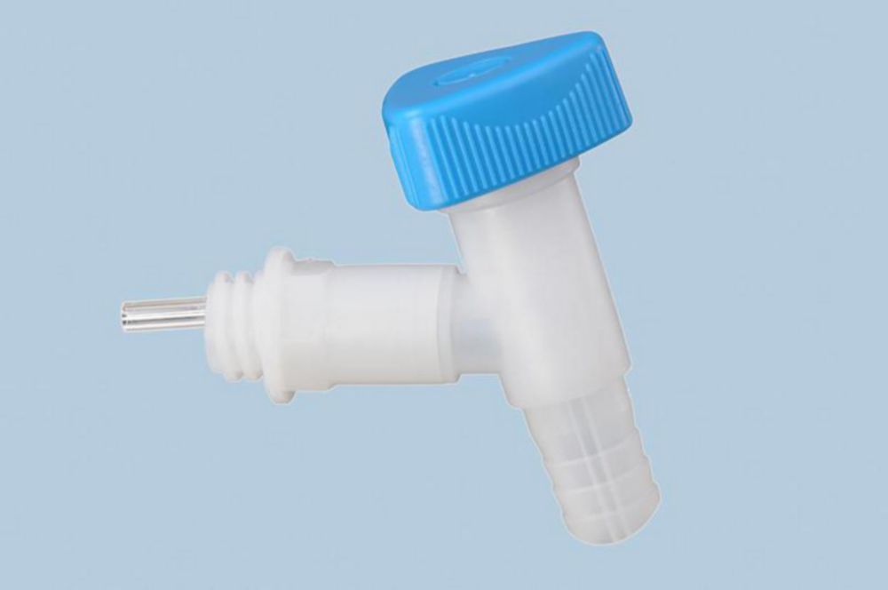Aftapkraan met 22 mm draad  naturel, blauwe greep, olijf v