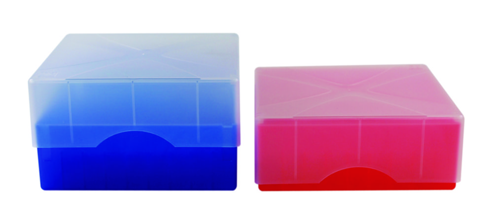 Cryobox PP, 133x133x50/75mm,  vakverdeling 9x9, blauw