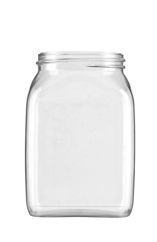 Fles 1000ml, Vierkant, PETG, Wijdmonds, Helder, zonder dop