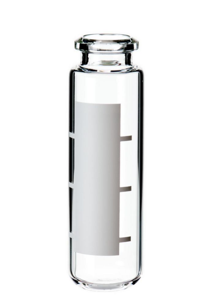 Vials 20 ml, glas 75,5x23 mm helder, Crimp-nek N20 Headspace, met Label
