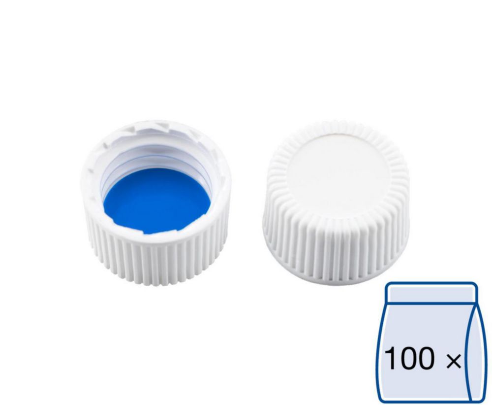 Schroefdop N15, 15-425 wit, PP  silicon wit/PTFE blauw