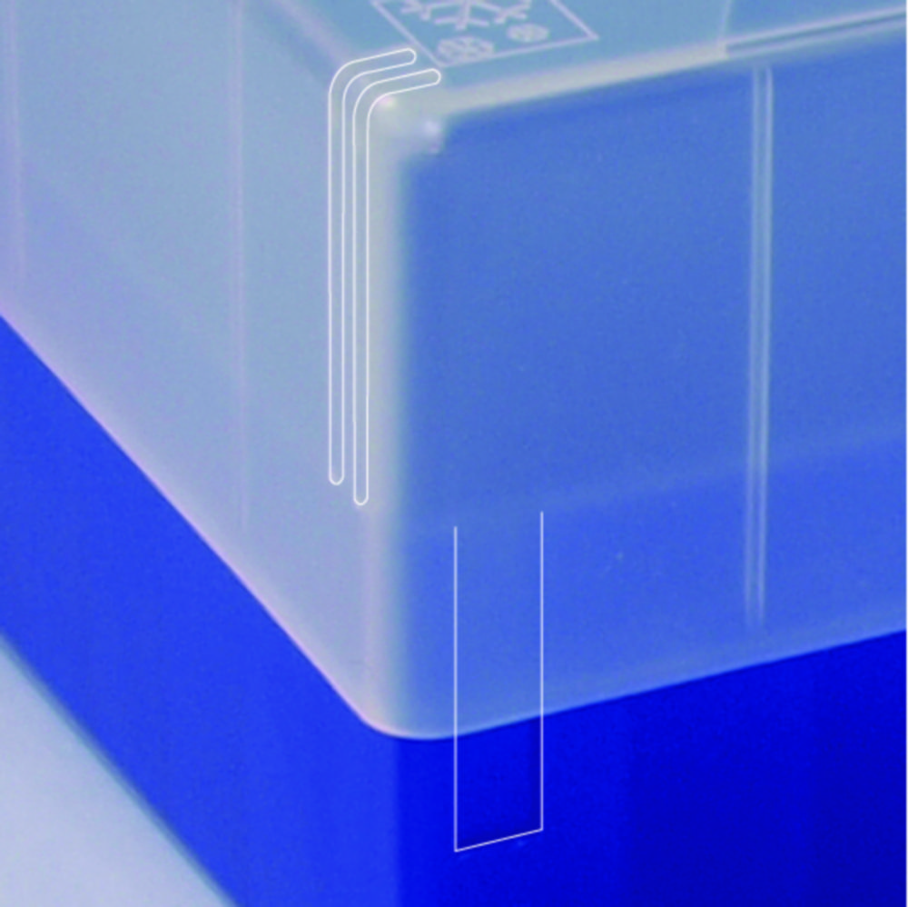 Cryobox PP, 133x133x50/75mm,  vakverdeling 9x9, blauw
