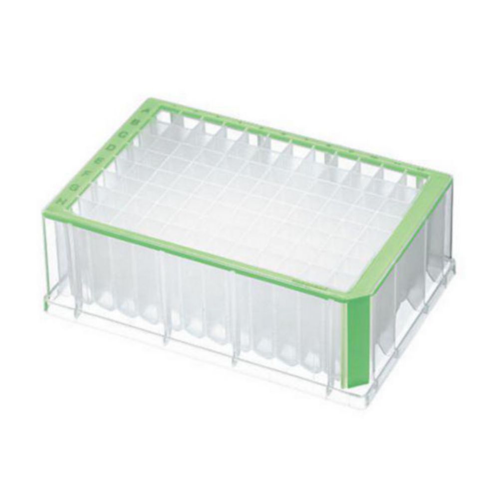 Deepwellplaten, 96-wells, 2000 µl, steriel, groen