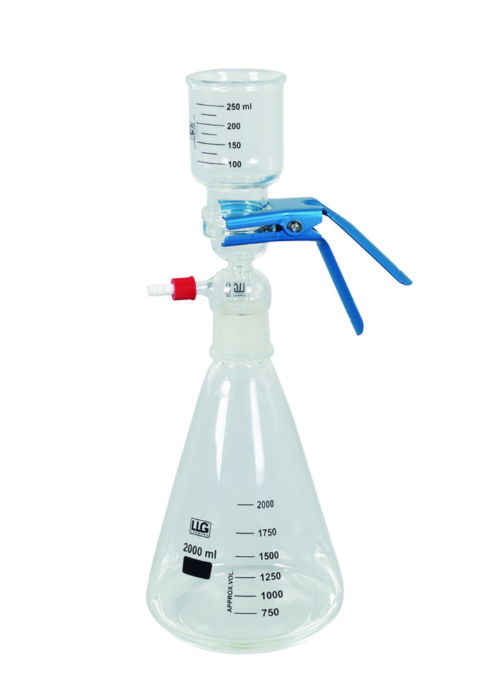 Filterunit met 2 l fles glasfilter Ø 47 mm, por. 2