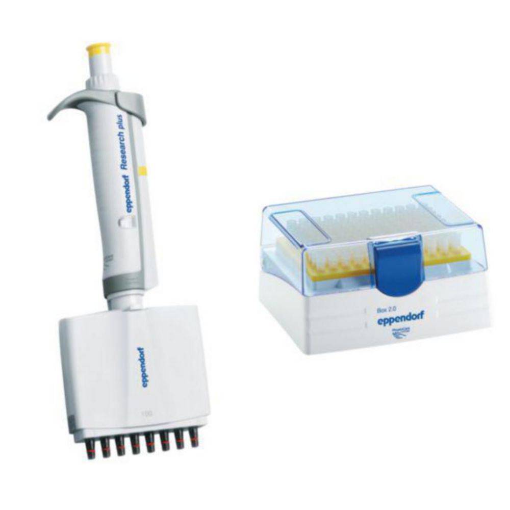 Pipet Research Plus 8-kan, GLP 10 - 100 µl, geel