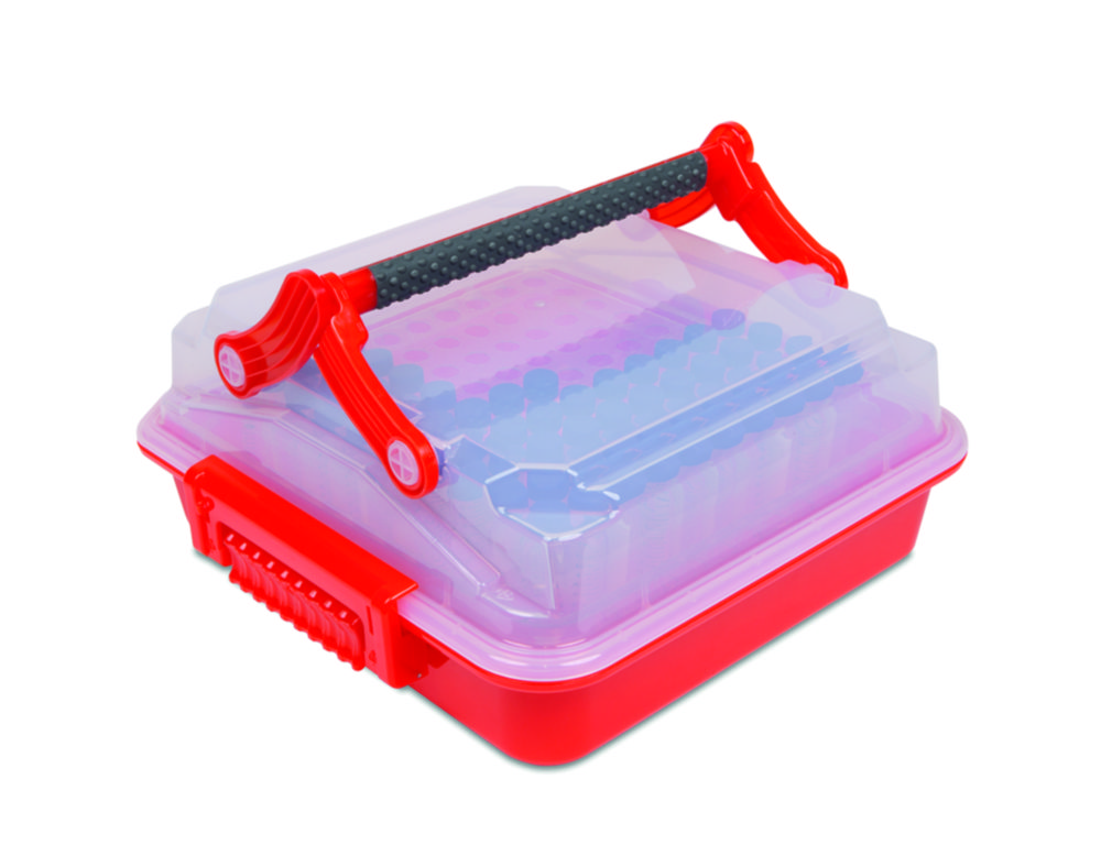 DuraPorterXL, transportbox met hoge capaciteit voor monsters, incl. inzetstuk, transparant/rood