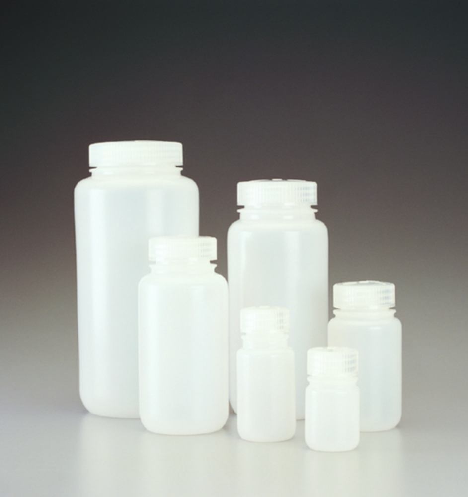 Flessen 500 ml, HDPE, wijdmonds, met PP schroefdop