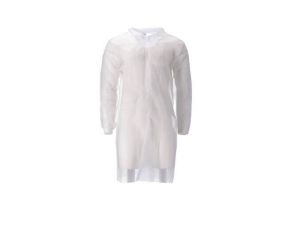 Bezoekersjas, PP non woven wit  drukknopen, 1st/zakje