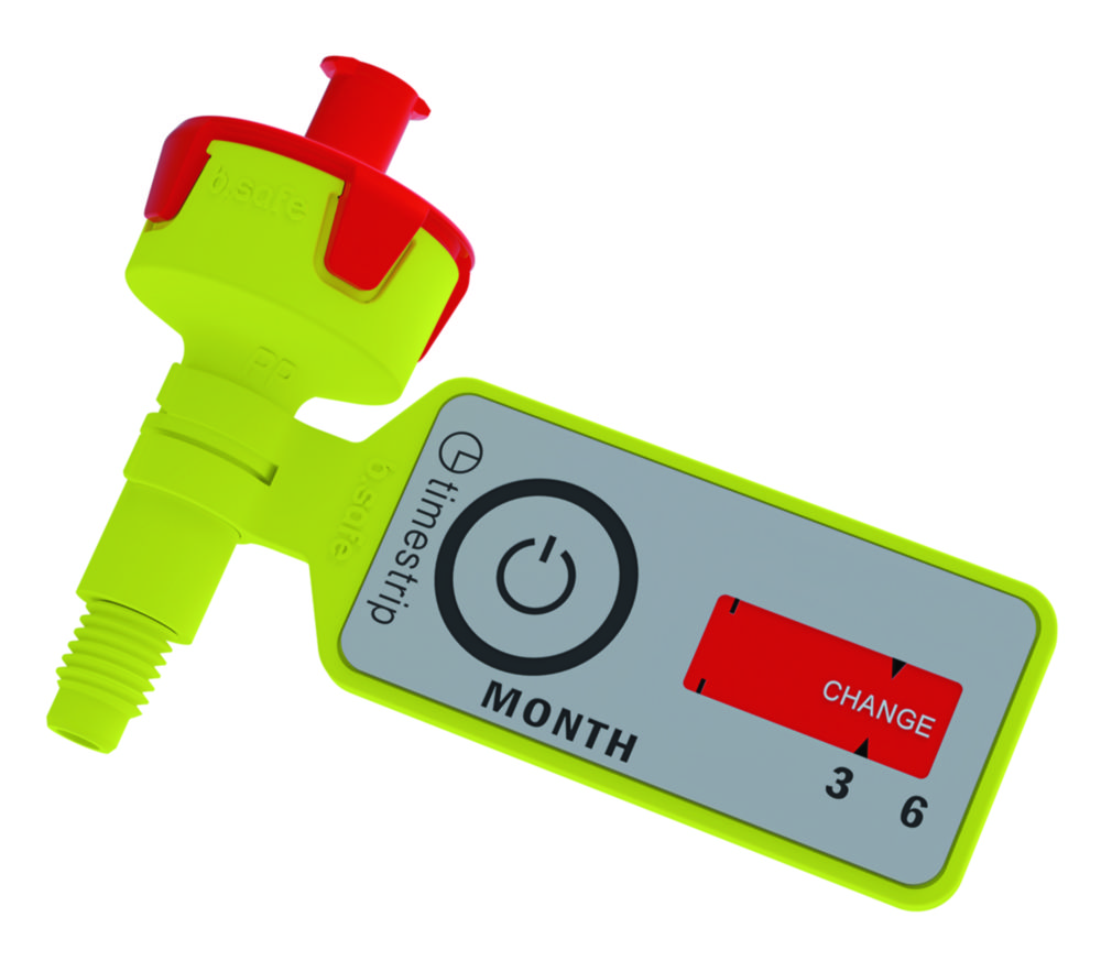 Beluchtingsventielen b.safe met tijdstrip, Ø 20 mm, 1 µm, PP, geel/rood