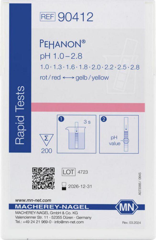 pH indicatorstrips pH 1,0-2,8  Pehanon