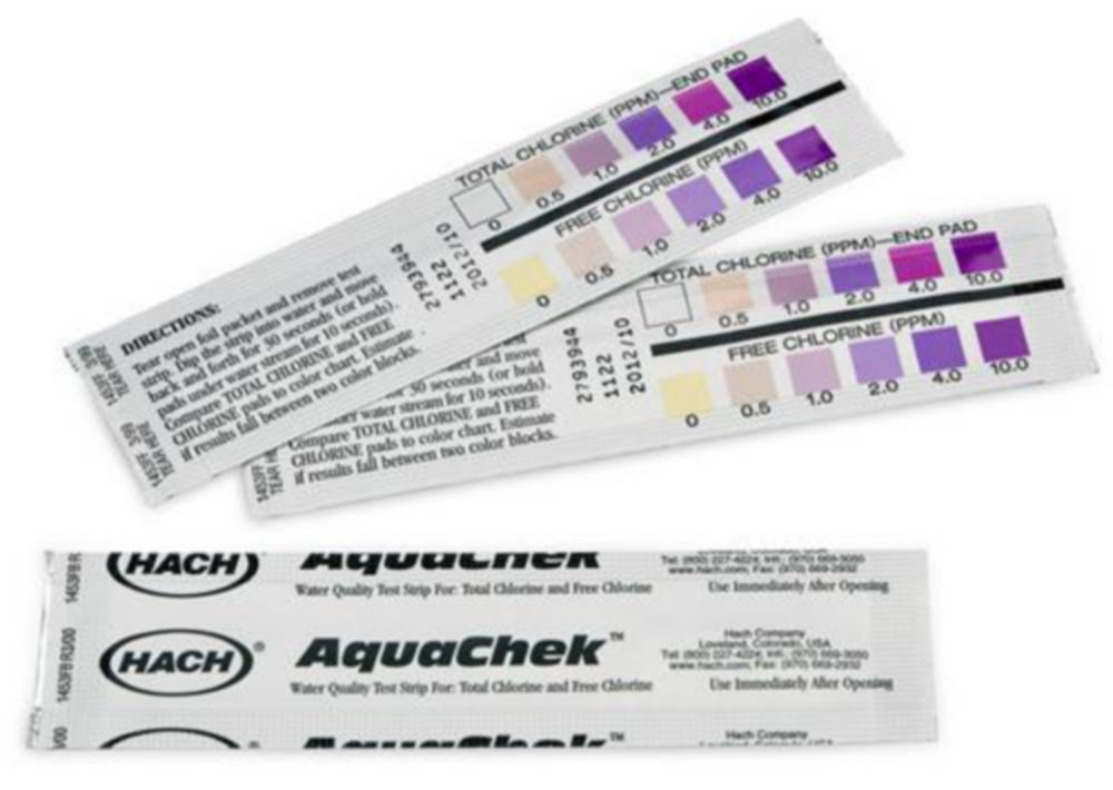 Teststrips Free&Total Chlorine  0-10 mg/l, per stuk verpakt