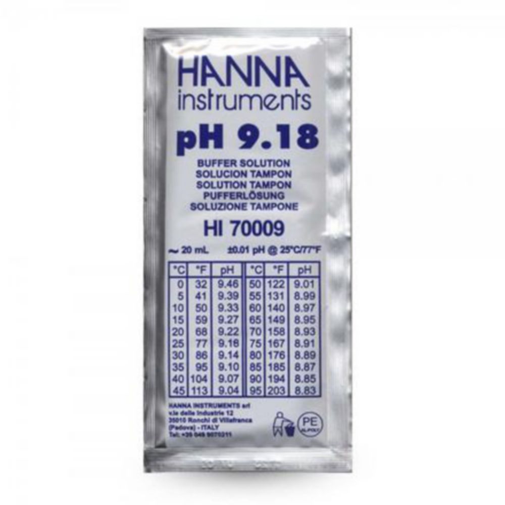 Bufferoplossing pH 9,18, Foliezakjes 25 stuks a 20ml, kleurloos