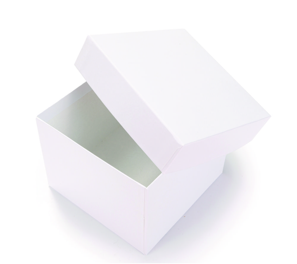 Cryobox 136x136x50 mm, wit gecoat, met deksel, excl inzet