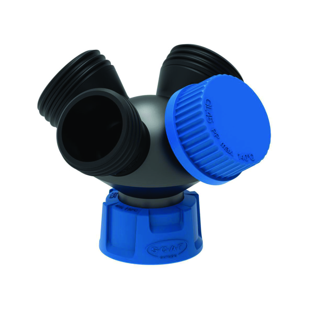 HPLC safetycap, 4-in-1 collector, "NICOLE", GL45 4x GL45 (m) aansluitingen