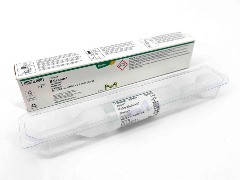 Zoutzuuroplossing, ampul concentraat voor 1000 ml, c(HCl) = 0,1 mol/l (0,1 N) Titrisol®