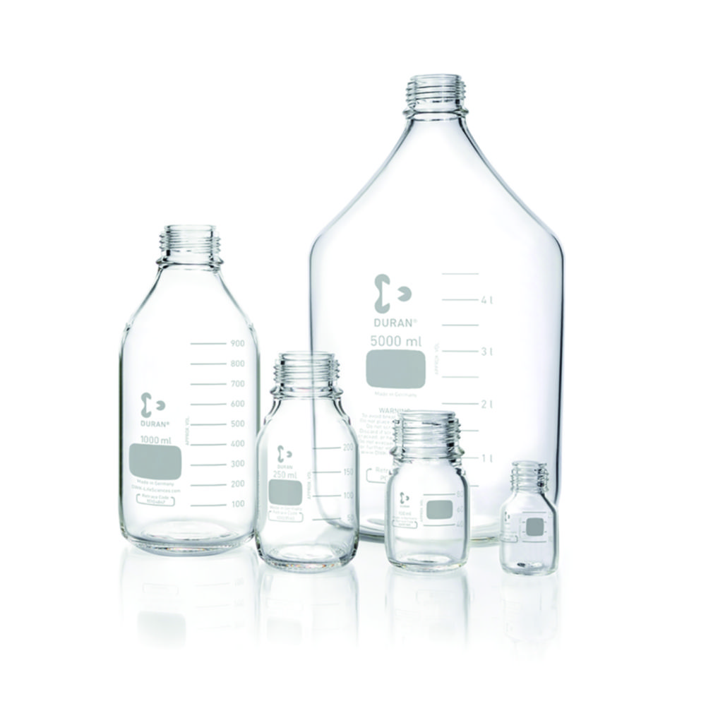 Fles 2000ml, BORO 3.3, Nauwmonds, Helder, GL45, zonder dop