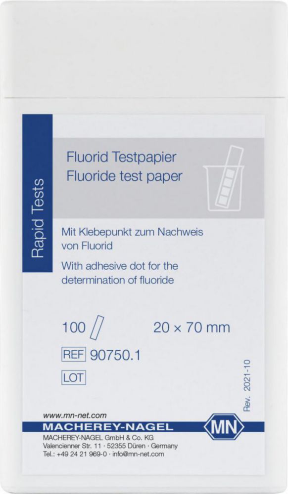 Teststrips Fluoride, 20 mg/L F, 70x20 mm strips