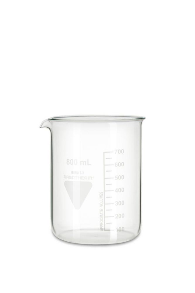 Bekerglas 800 ml, laag model  Ø 100 mm, hoogte 135 mm, Boro