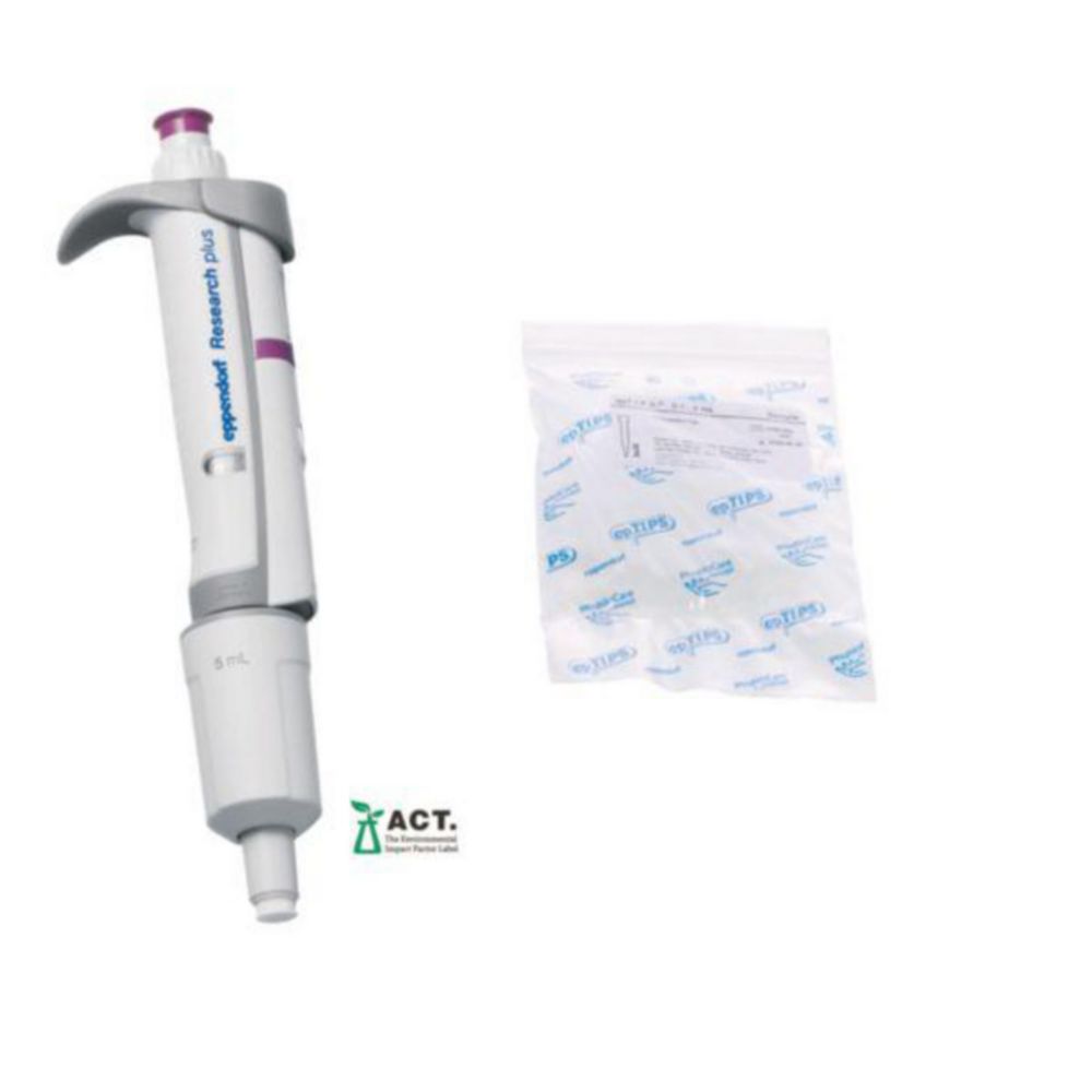 Pipet Research Plus 1-kan, GLP 0,5 - 5 ml, paars, incl. tips