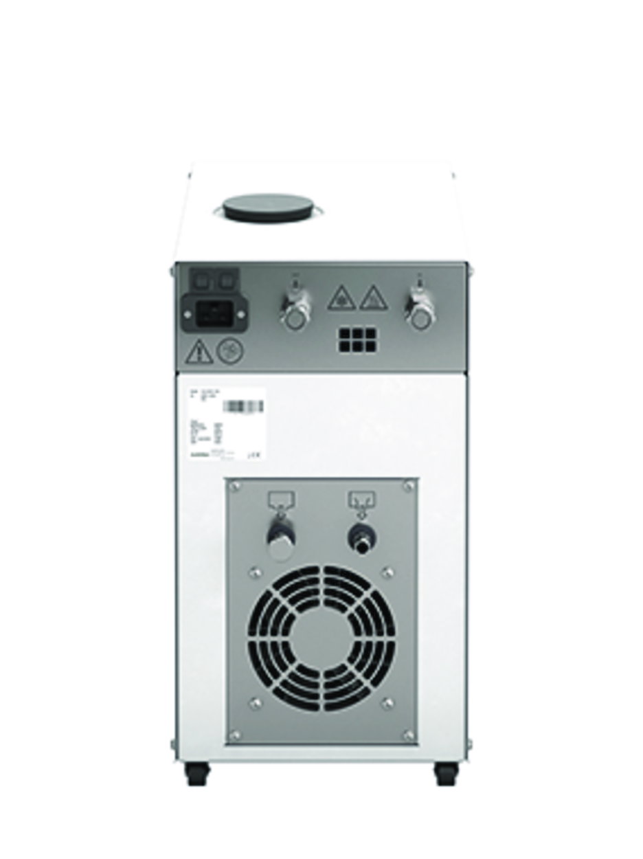 industriële koelmachine, laboratoriumapparatuur, achterkant, ventilatorenrooster, bedieningspaneel