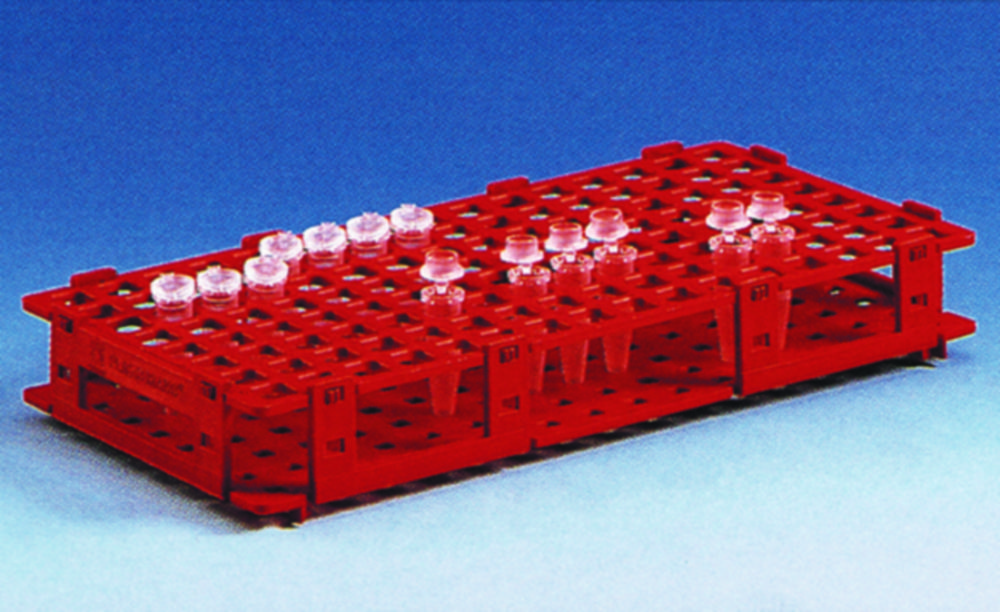 Rek voor reactievaatjes PP  voor 128 x Ø 11 mm, wit