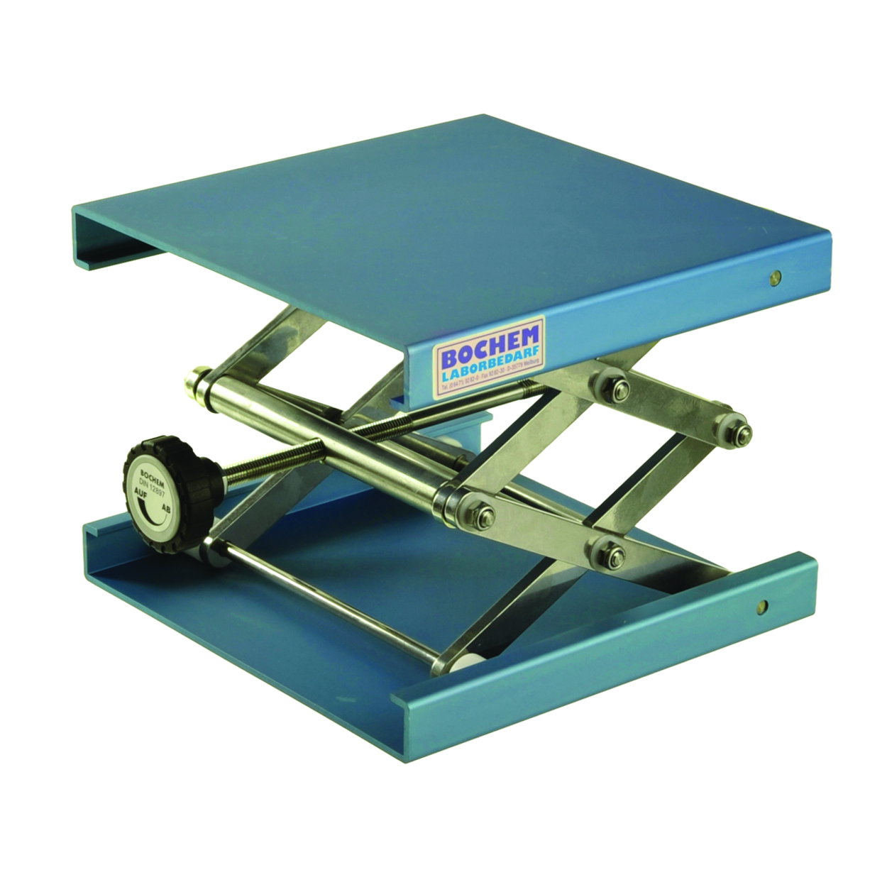 kraanhefvlak (verstellbaar), lift tafel, blauwe kleur, verstelbare hoogte, metaallegering
