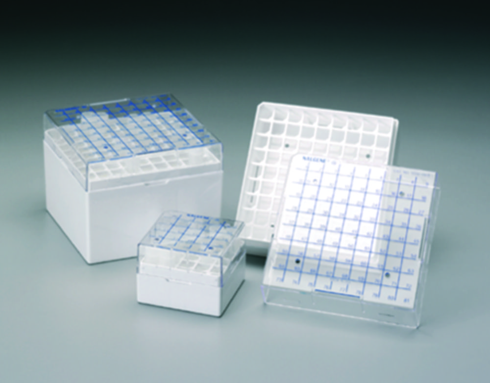 Cryobox PC 9x9 plaatsen voor  1,2/2 ml vials, wit,133x133x52