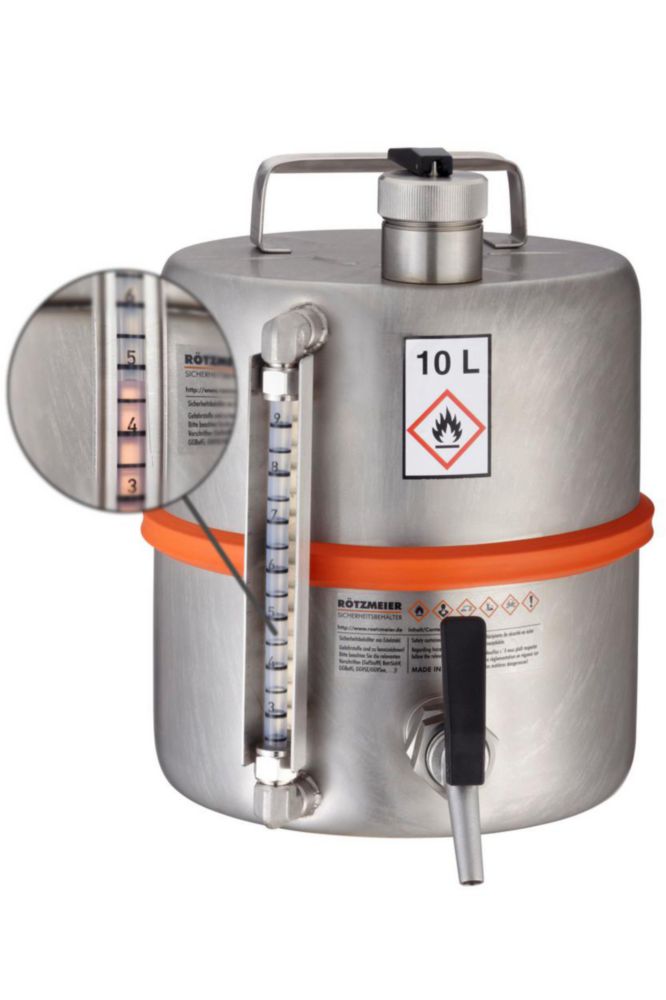 Veiligheidsvat, staand inh. 10 l, met aftapkraan 3/4"