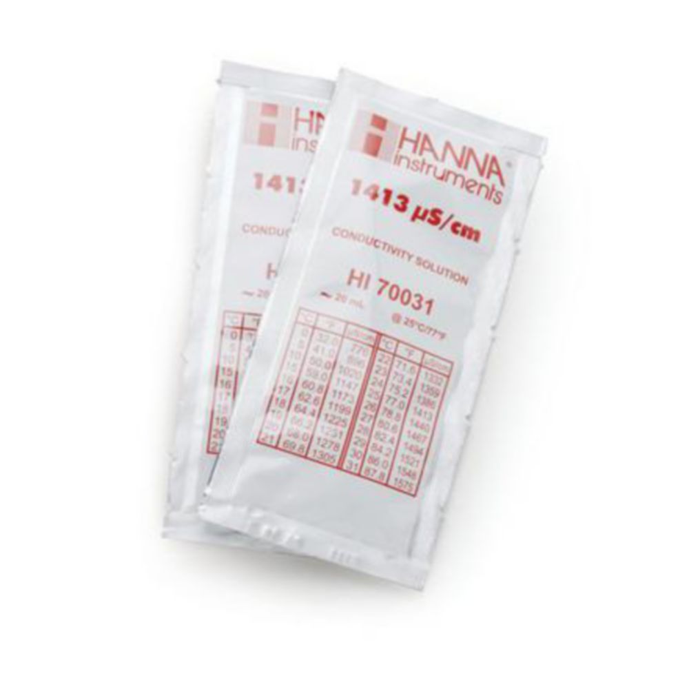Geleidbaarheidsoplossing 1413 µS/cm, 25 zakjes van 20 ml