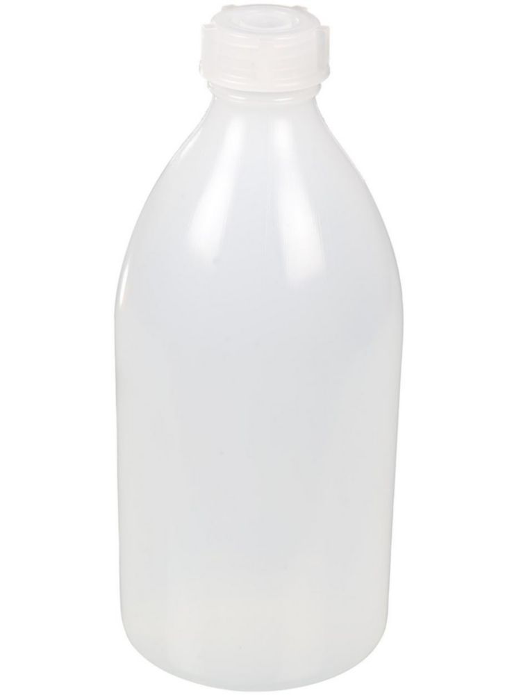 Fles 500ml, Bio LDPE, Nauwmonds, Helder, met dop