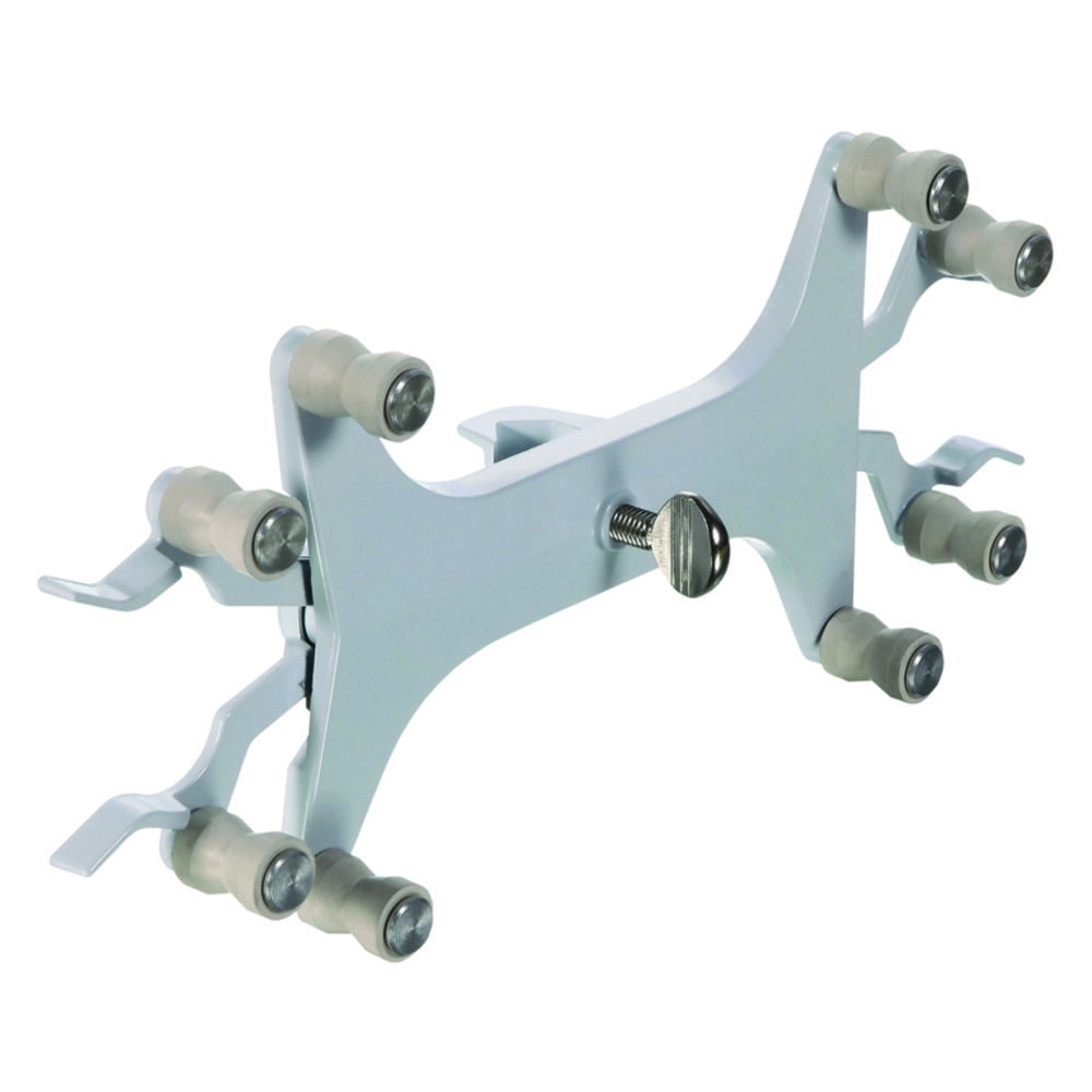 Buretklem, voor 2 buretten, aluminium, poedercoating, rolgrepen